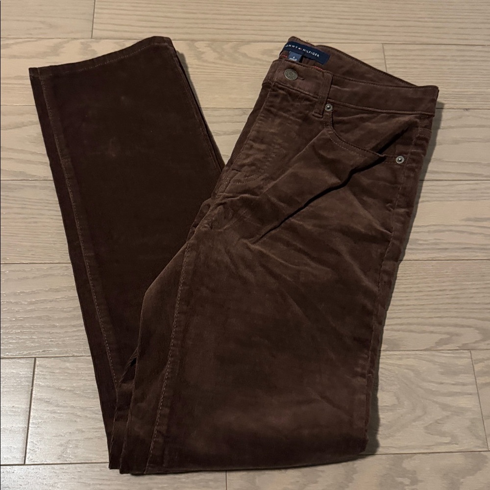 Size 6 TOMMY HILFIGER STRAIGHT-LEG CORDUROY PANTS - Tan - Picture 4 of 6